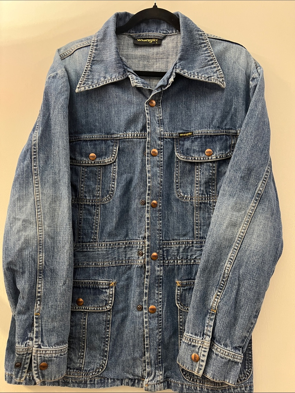 VTG 70s Wrangler Denim Safari Bush Jacket Men's L. (Unisex)